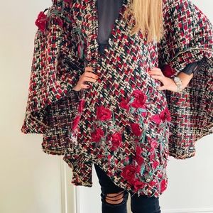 Handmade poncho with embroidery